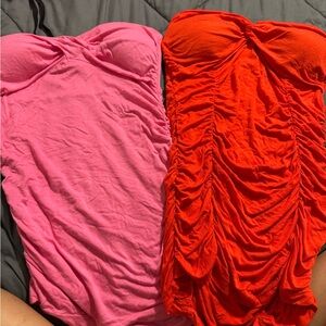 Pink&Red rouged Mandese Tube Tops
